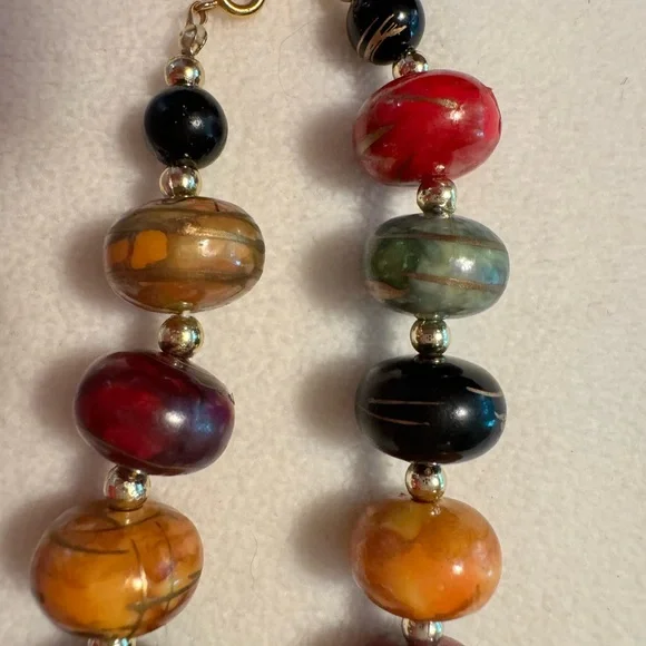 Vintage bead necklace SIGNED Painted wooden beads! Rare.HIGH END STYLE Mint con… - Picture 4 of 10